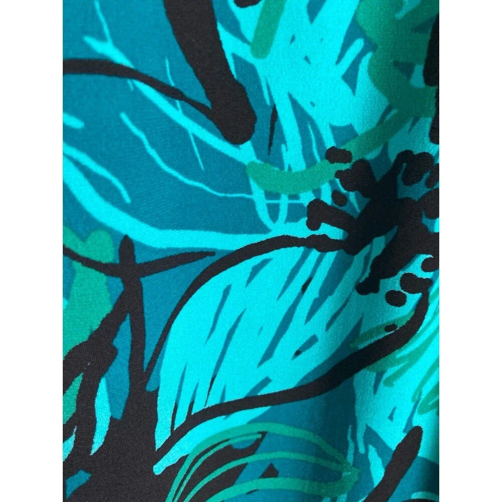 Ruby Rd. Dress Shift PL Floral Blue Green Embellished V-Neck Excellent Condition